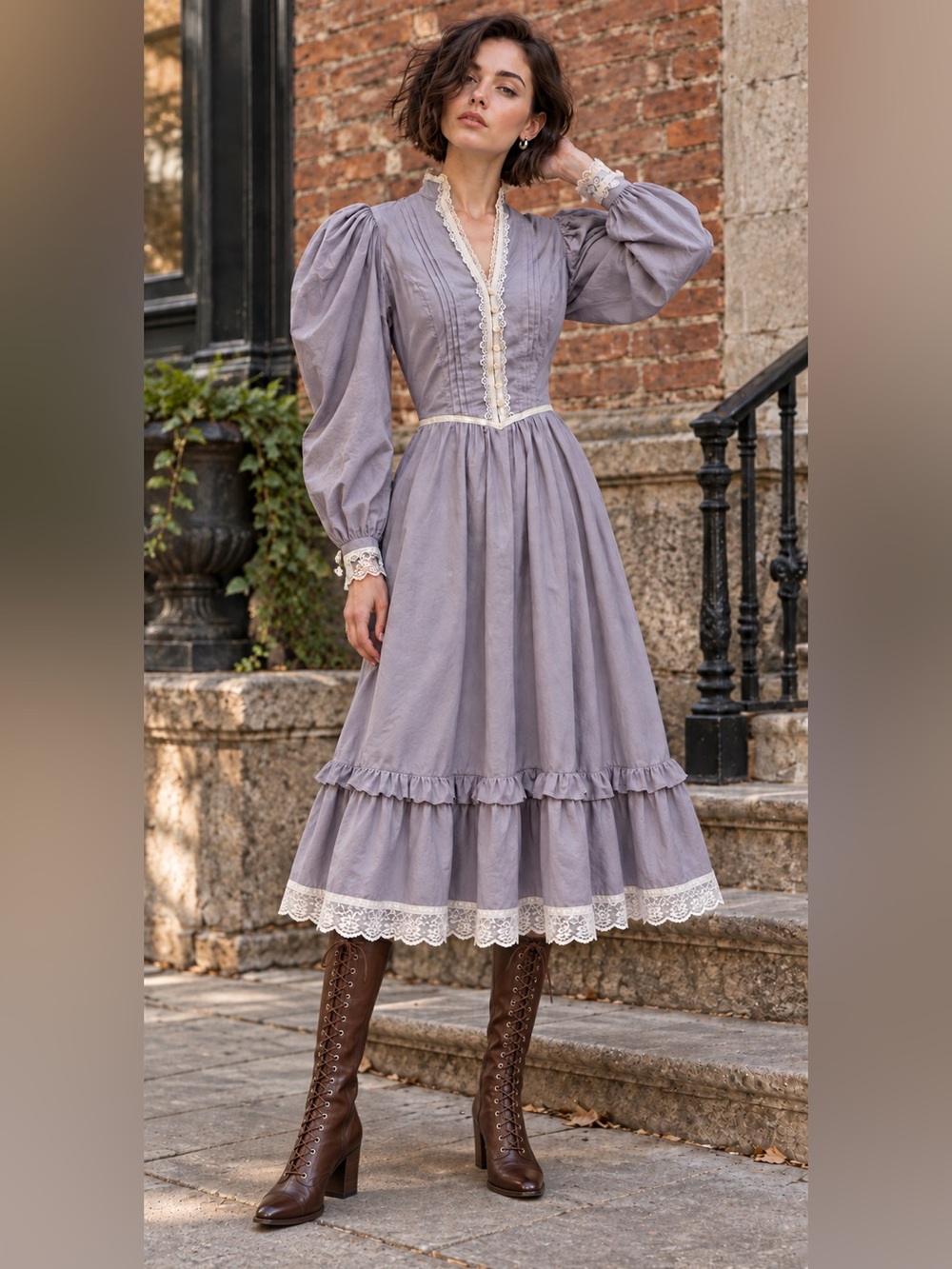 Vintage 70’s Gunne Sax light purple midi dress
